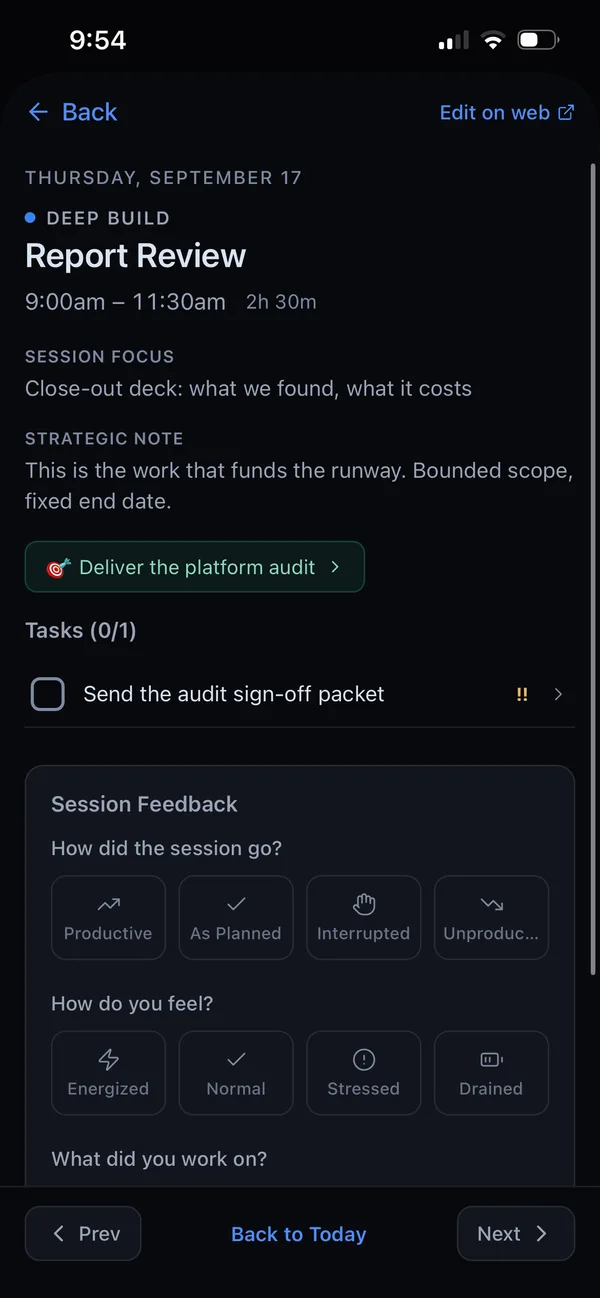 Axis on iPhone — Block detail